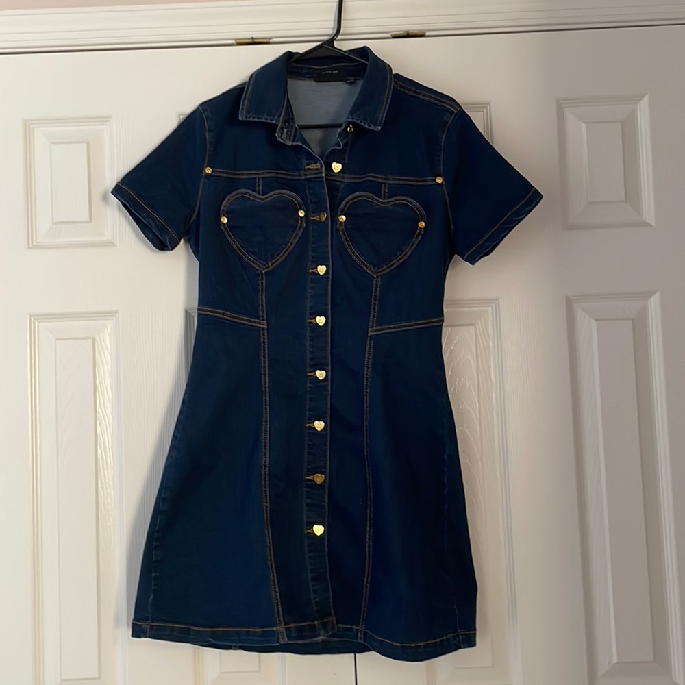 Lazy Oaf heart denim dress